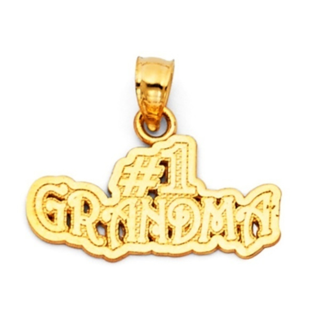 #1 Grandma Waving Pendant in 14K Yellow Gold